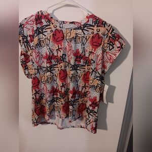 Abstract Art Print Short Sleeve Top